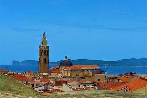 Alghero city center overlooking Capo Caccia