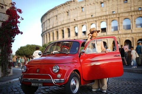 Rome FIAT 500 transport with Pro Photoshoot service