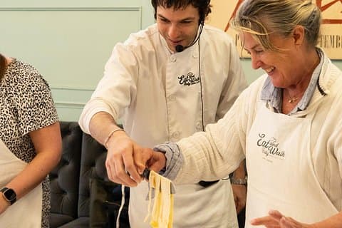 Our chefs are always there to help you shape the perfect fettuccine!