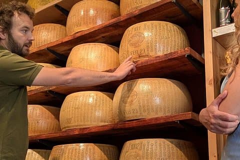 Parmesan stack and tasting of 3 different aging wheels