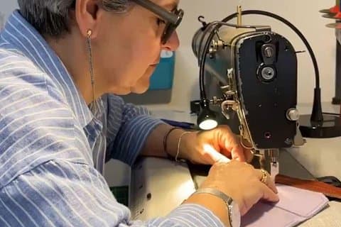 The artisan at the Leather workshop in Verona