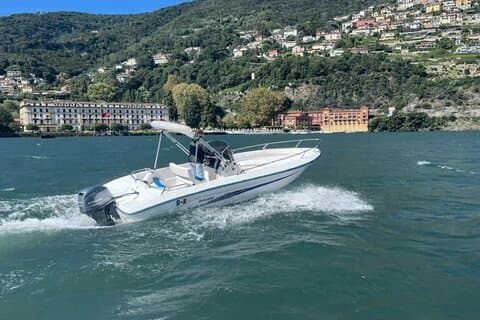Self Drive Boat Lake Como - No License - Sunshade