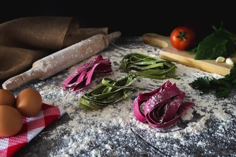 Bologna Fresh Colored Pasta Home Cooking Class with wine
