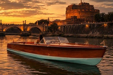 Rome Private Luxury Vintage Boat Cruise on the Tiber River