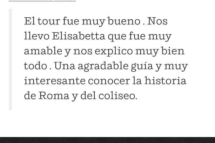 Visita guiada Coliseo Comentario