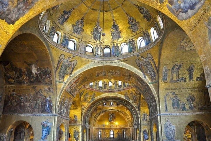 Golden mosaics inside the Basilica