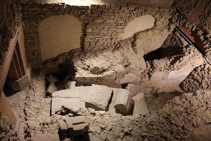 Old palace, underground with excavations of the ancient Roman theater of Florence