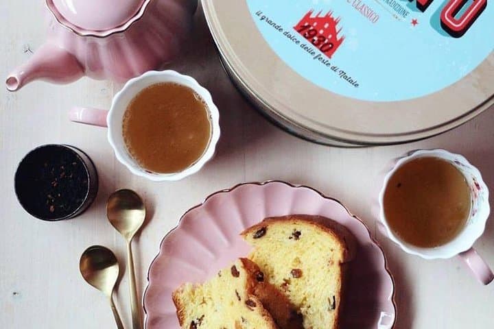 Breakfast with a slice of Panettone