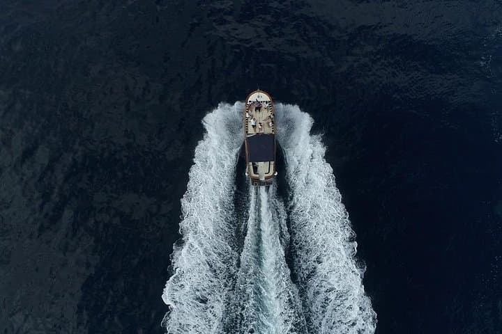 An aerial view of the boat