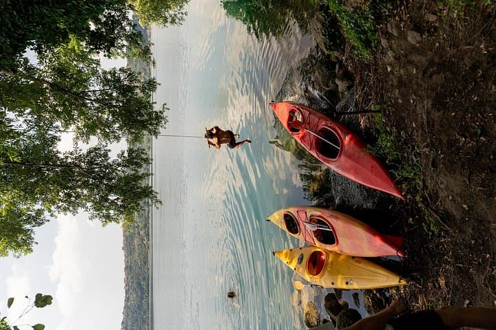 A jump in the clear water