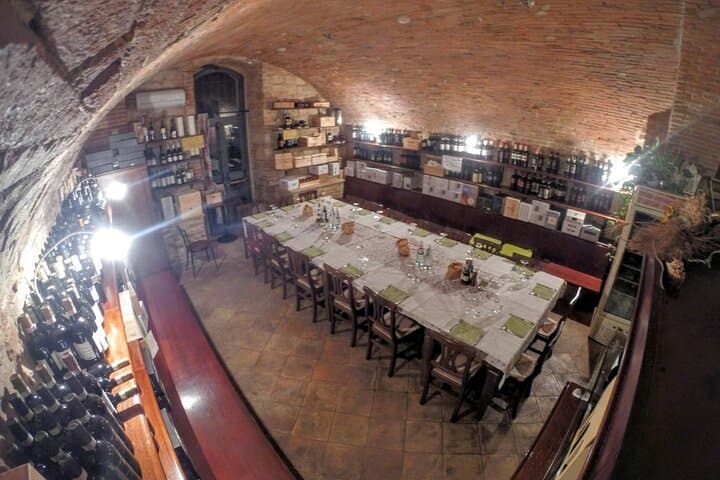 The underground tasting room, from 1270DC, of Osteria del Borgo where the Masterclass will take place