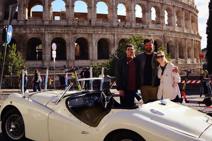 Rome Panoramic Tour at Colosseum with classic Triumph TR3, 1958