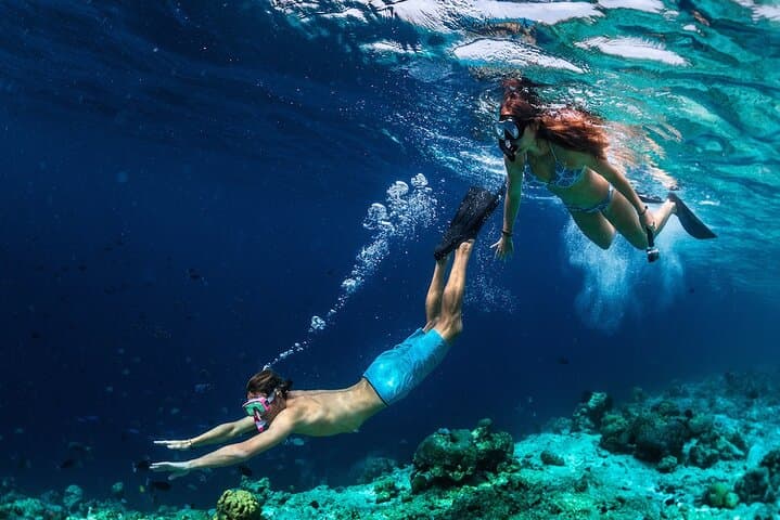 Stops for swimming and snorkeling