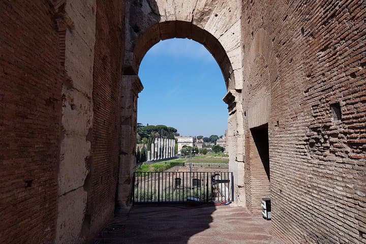 Ancient roman forum view from the colosseum balcony