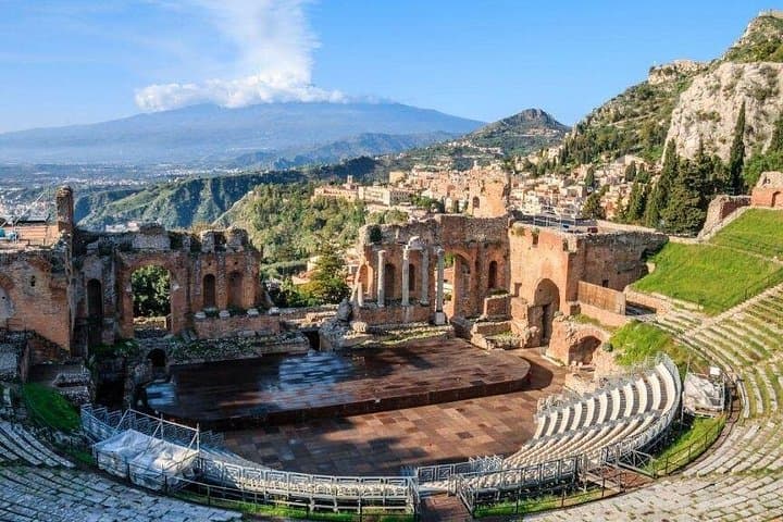 Etna and Taormina from Cefalù