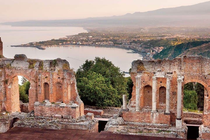 Etna and Taormina from Cefalù