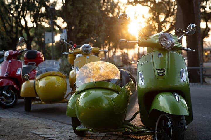 Vespa Sidecar Tour In Rome with Pickup, Drop-off, Gelato included