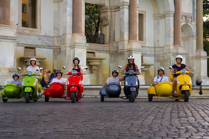 Vespa Sidecar Tour In Rome with Pickup, Drop-off, Gelato included