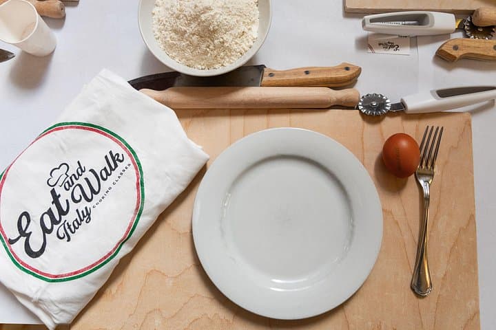 Fresh ingredients and set up for the perfect pasta dough.