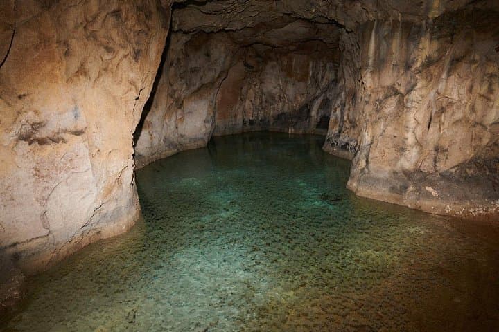 The underground lakes inside the caves of the Temple of Claudius