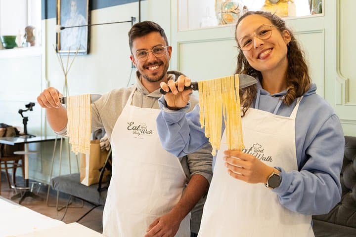 Freshly made fettuccine, ready to cook.
