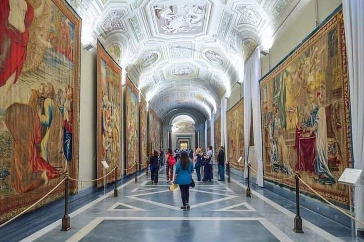 Wander through the grand halls of the Vatican Museums, adorned with priceless works of art