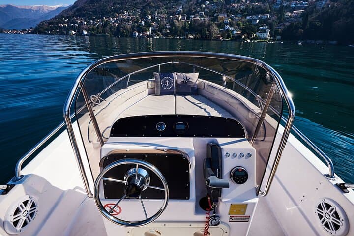Self Drive Boat Lake Como - No License - Sunshade