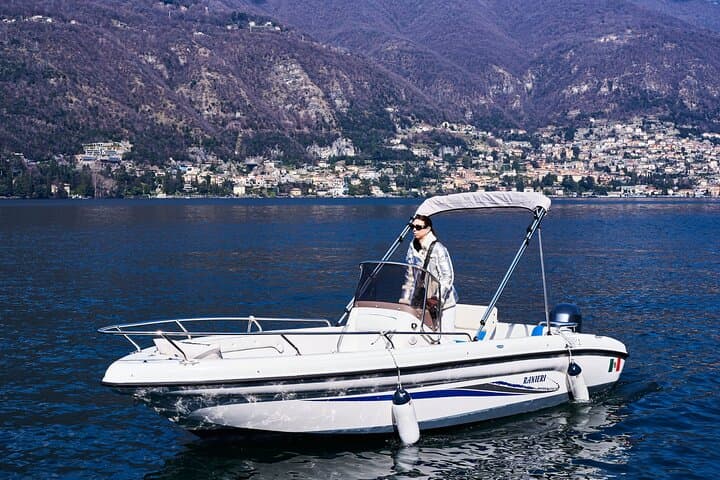 Self Drive Boat Lake Como - No License - Sunshade