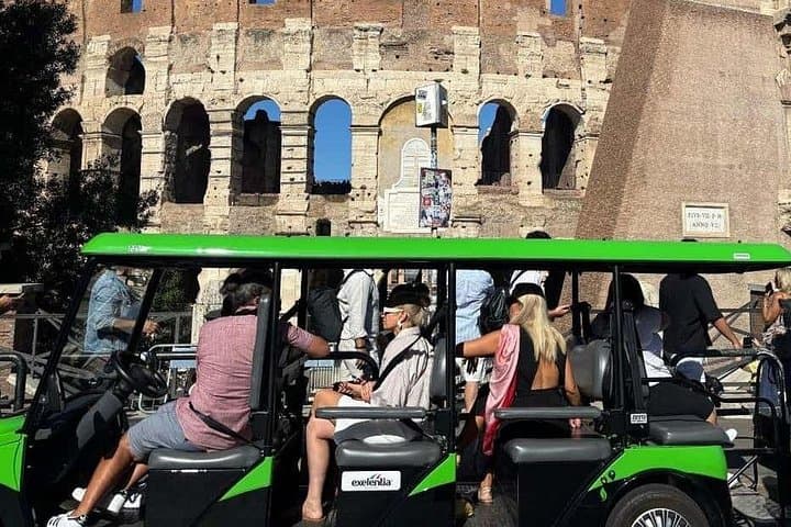 Discover the iconic Colosseum on your Roman golf cart tour and walk through history where gladiators once battled