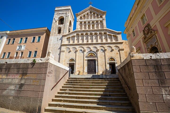 Sainte-Marie Cathedral: The neo-Romanesque facade of the building located in the heart of the fortified district.