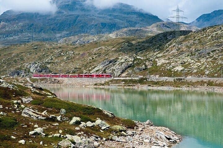 Full Day Tour in Bernina Red Train and St Moritz from Milan