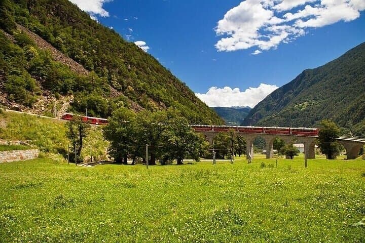 Full Day Tour in Bernina Red Train and St Moritz from Milan