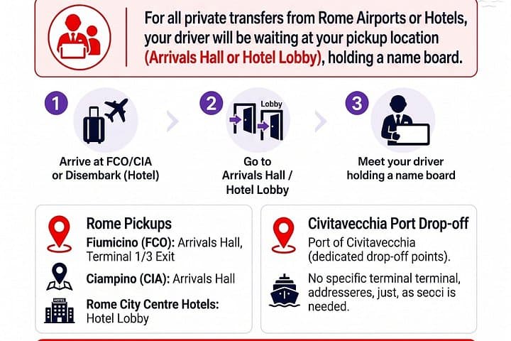 Rome Airport/Hotel to Civitavecchia Cruise Port Private Transfer