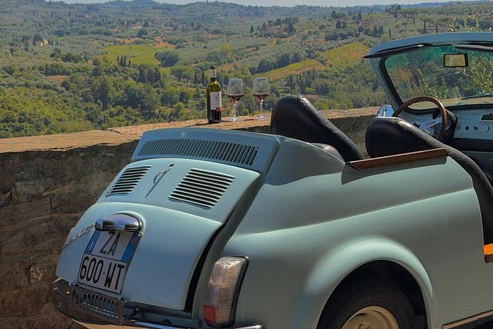 Florence Private Tour in Vintage Fiat 500; Panoramic Views & Wine